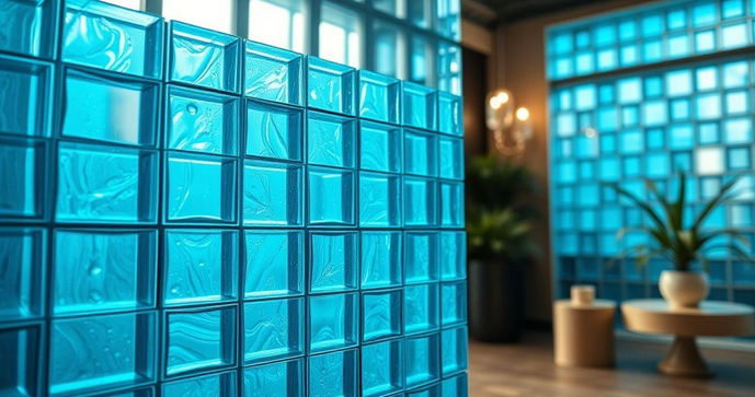 Tijolo de vidro azul transforma ambientes com estilo e luminosidade